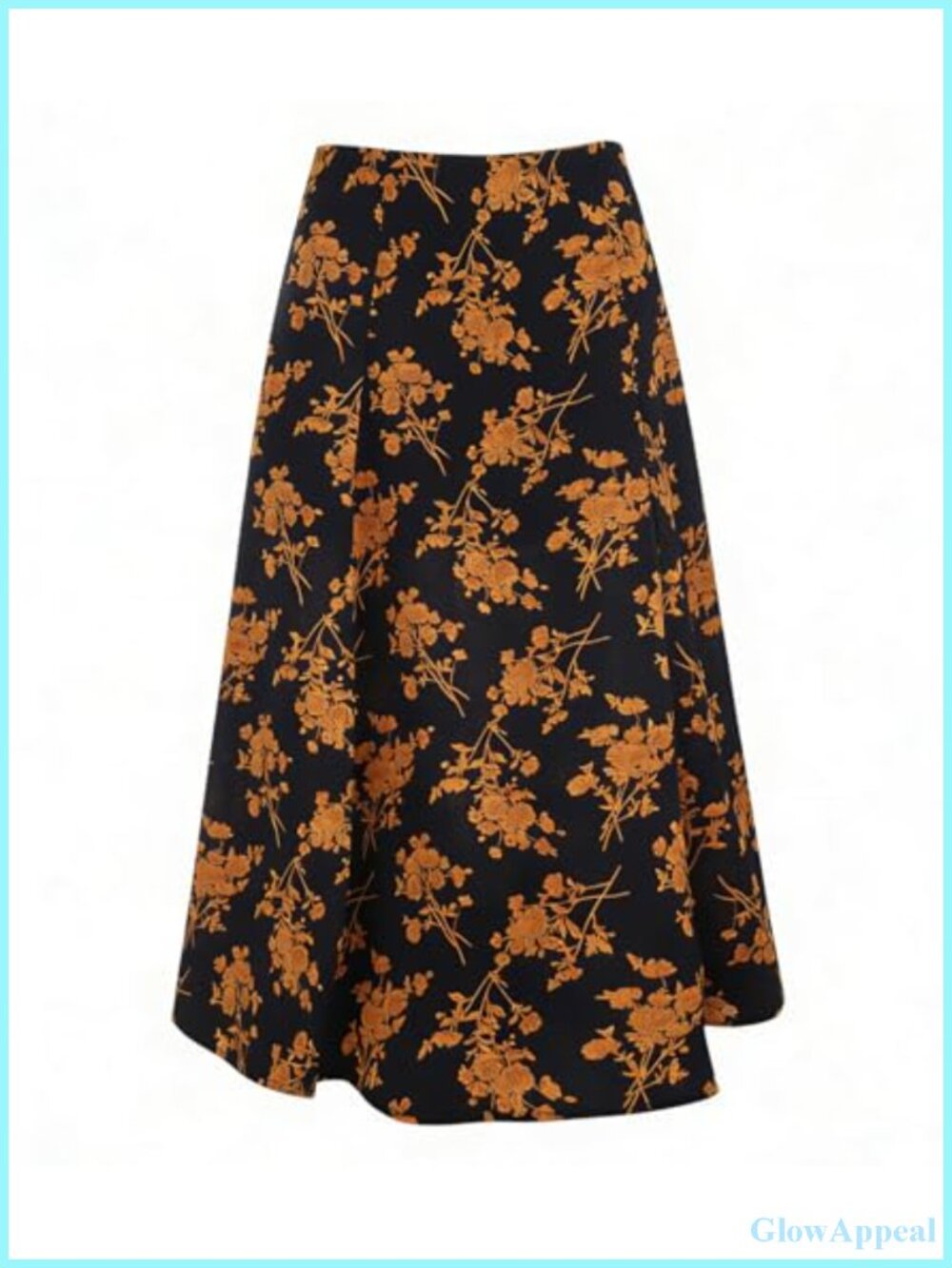 Floral Print High Waist A-Line Midi Skirt with Slit - 100% Polyester